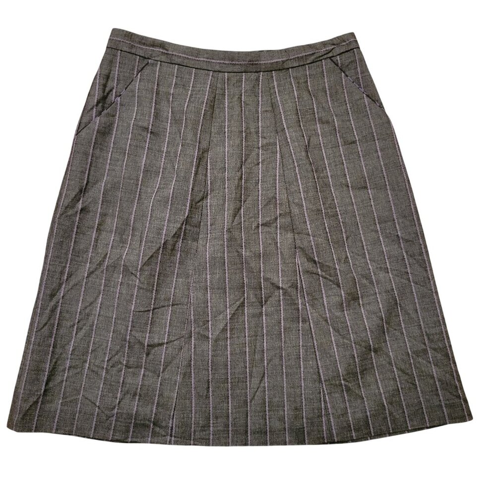 Garfield Marks Agnes Skirt 8 Gray Purple Pinstripe Wool USA Career Business Woma